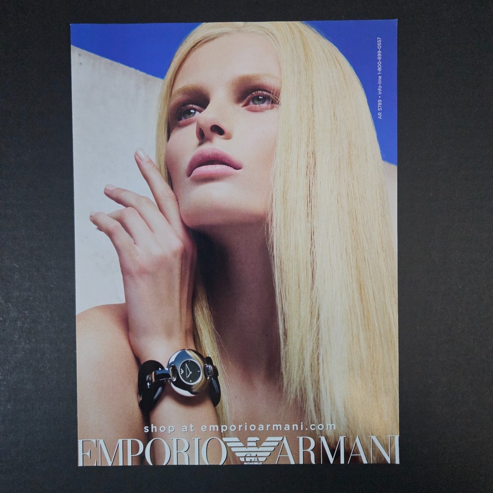 2009 Emporio Armani Women's Wristwatch Print Ad Quartz Analog‎ With AR 5789 Band
